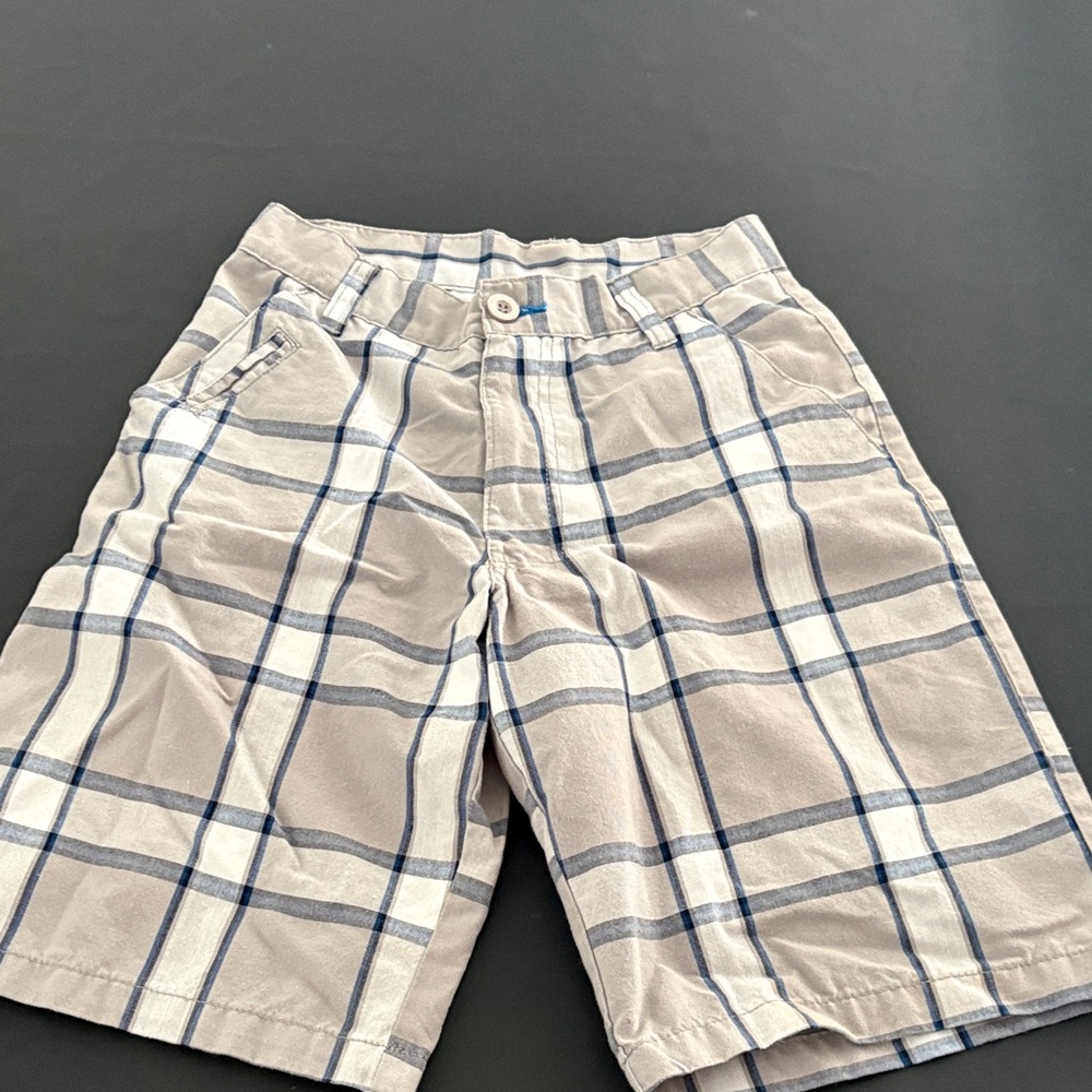 Burnside Plaid Shorts - Tan and Blue